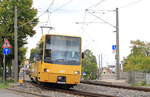 Fahrzeug 3379 als U3 Vaihingen-Plieningen am 27.09.2020 bei der Ausfahrt aus der Haltestelle Jurastraße. 