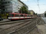 Eine Doppeltraktion aus Stadtbahnwagen B der dritten Generation der KVB am Barbarossaplatz in Kln als Zug der Linie 16 (Rheinuferbahn) nach Niehl am 14.06.2004.