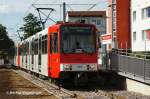 B-Wagen 2108 an der neuen Haltestelle Margaretastrae am ersten Betriebstag der selben dem 02.07.2012.