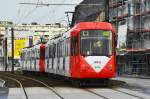 Der siebte fertig sanierte B-Wagen 2425 (ex 2195) mit dem dritten fertig sanierten B-Wagen 2426 (ex 2196) auf Testfahrt in Weiden am 18.02.2015.