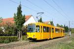 Straßenbahn Mainz: Duewag / AEG M8C der MVG Mainz - Wagen 276, aufgenommen im September 2020 in Mainz-Bretzenheim.