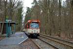 VGF Düwag Pt Wagen 128 am 16.03.19 bei einer Sonderfahrt in Frankfurt Oberschweinstiege 