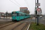 VGF Düwag Pt Wagen 720 und 7xx am 25.01.20 als Doppeltraktion auf der Linie 20 in Frankfurt am Main 