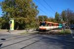 VGF Düwag U3 Wagen 151+4xx am 13.10.18 zur U3 Wagen Abschiedsfahrt in Frankfurt am Main Schäfflestraße von einen Gehweg aus fotografiert