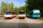 VGF Düwag U2 Wagen 133, U3 Wagen 153 und U4 Wagen 533 am 04.09.22 beim Tag der Verkehrsgeschichte in Frankfurt