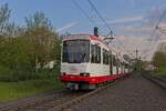 Am ersten Einsatztag fahren Wagen 366 und 365 in die Haltestelle Eierkampstraße ein (23.04.2024)