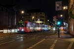 Rheinbahn Tw 4258  Linie U75, Neuss Hbf  Vollwerbung  Fortuna 95   Düsseldorf, Schlesische Straße  18.12.2024