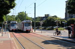 Düsseldorf Rheinbahn U 75 (GT8SU 3204 + 3202 / GT8SU 3212 - 3210) Neuss, Theodor-Heuss-Platz / Hauptbahnhof am 19.