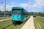 VGF Düwag Ptb Wagen 727 am 07.07.18 in Frankfurt am Main bei einer Besichtigung wo man sich frei auf abgesperrten Gelände aufhalten konnte. Man konnte durch eine Anmeldung in das Betriebsgelände kommen