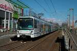 VGF Bombardier/Alstom Flexity Swift U5-50 Wagen 879 am 19.03.22 in Frankfurt Enkheim