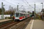 VGF Bombardier Flexity Swift U5-25 Wagen 637 am 03.02.24 in Frankfurt Industriehof