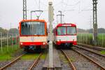 VGF Düwag U3 wagen 153 und U2 Wagen 133 am 27.10.24 im Rahmen einer Sonderfahrt in Frankfurt am Main. Das Foto wurde in einer Abstellanlage gemacht mit Warnweste durfte man dort Fotos machen