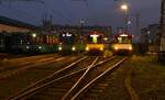 VGF Düwag U2 Wagen 135, U3 Wagen 153, U4 Wagen 505 und Bombardier U5-50 Wagen 840 am 27.10.24 im Rahmen einer Sonderfahrt in Oberursel Bommersheim. Das Foto wurde in einer Abstellanlage gemacht mit Warnweste durfte man dort Fotos machen