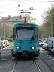 VGF Düwag Ptb Wagen 740 beim Wenden am 14.04.16 in Frankfurt am Main Eckenheim.