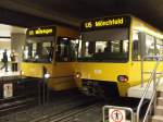 Zwei alte SSB Triebwagen (DT-8.9 (3233)) und (DT-8.6 (3113)) stehen am Schloplatz als U5en... (04.12.2007)