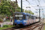 Rheinbahn AG, Wagennummer: 4232(Werbung: ERGO/EM2024 Frankreich), Linie: U76 nach Lörick, Ort: Luegplatz, Datum: 05.05.2024