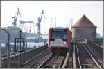 Hochbahn im Hamburger Hafen zwischen Landungsbrcken und Baumwall.