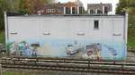 Hamburg am 25.10.2019: U-Billstedt, offizielles Graffiti an einem Betriebsgebäude /