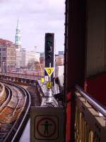 Ein Signal der Hamburger U-Bahn an der Station Baumwall.