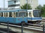 Ein A- und B-Zug der U-Bahn Mnchen abgestellt am Bahnhof Frttmaning (30.06.2007)