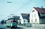 END Straßenbahn Esslingen-Nellingen-Denkendorf__Die aber auch nach Scharnhausen und Neuhausen fuhr.__Tw 3 in der Hindenburgstr. in Nellingen.__05-04-1971