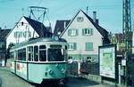 END Straßenbahn Esslingen-Nellingen-Denkendorf__Die aber auch nach Scharnhausen und Neuhausen fuhr.__Tw 13 an der Endstation Denkendorf.__05-04-1971