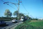 END Straßenbahn Esslingen-Nellingen-Denkendorf__Die aber auch nach Scharnhausen und Neuhausen fuhr.__Tw 13 von Nellingen nach Denkendorf unterwegs.__09-04-1974 