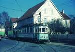 END Straßenbahn Esslingen-Nellingen-Denkendorf__Die aber auch nach Scharnhausen und Neuhausen fuhr.__Tw 3 mit Bw nach Denkendorf, in Nellingen am Abzweig nach Neuhausen.__05-04-1971