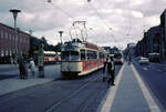 Kiel KVAG SL 4 (DÜWAG-GT6 263) Hauptbahnhof am 9. Juni 1968.