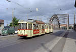 Kiel KVAG SL 4 (DÜWAG-Großraumzug bestehend aus den Triebwagen 252 und 2xx) am 9. Juni 1968. - Scan von einem Farbnegativ. Film: Kodacolor X.