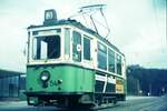 Straßenbahn Reutlingen__Tw 54 [ME 1928] auf Linie 3 an der Endstation Altenburg.__Mai 1970