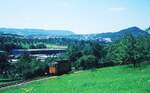 Straßenbahn Reutlingen__Die Straßenbahn in Reutlingen verkehrte das letzte Mal (auf den Linien 1 und 2) am 19. Oktober 1974. ATw auf der Strecke nahe Eningen.__29-07-1974