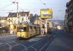 Der ex-Dortmunder Tw 3825 im Jahre 1984 Jahre als Line 601 auf der Heckinghauser Straße, die Verbindung von Heckinghausen nach Wieden wurde als letzte Wuppertaler Straßenbahnstrecke am 30.05.1987 eingestellt