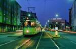 Augsburger Straßenbahn mit einem nächtlichen GT4 Zug (1984)