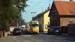 Anfang Oktober 2010 passiert der Sechsachser 1017 mit sechsachsigem Beiwagen die idyllische Ortsdurchfahrt in Ellerstadt. Diese Züge wurden damals noch im Schülerverkehr eingesetzt.