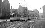 BVB Ost-Berlin__Züge der Linien 49, 63, 71 in der zentralen Endschleife Große Präsidenten Str. / Hackescher Markt.__14-01-1978