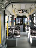 Neue Strassenbahn FLEXITY (BVG 9001) fr Berlin auf der Innotrans, September 2008 - Innenansicht