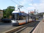 Berlin: Straenbahnlinie M1 nach Mitte Am Kupfergraben am S+U Bahnhof Pankow.(13.7.2010)