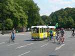 Fahrrad-Tram-Attrappe der Berliner Grnen auf der Fahrradsternfahrt am 5.6.2011 in Berlin.