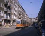 Berlin BVG SL 18 (CKD-T6A2 218 197-0 (Bj 1990)) Mitte, Wöhlertstraße im April 1993. - Scan eines Diapositivs. Kamera: Leica CL.