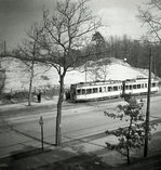 Szene an der Heerstraße, Linie 75 nach Spandau, ca. 1954.