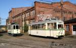 Aus Anlass  100 Jahre Straenbahn in Brandenburg an der Havel  stehen die beiden Museumstriebwagen der VBB (TW 30 und TW 42)im ehemaligen Betriebshof , wo sich auch ein Straenbahnmuseum befindet.Ein