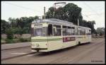 TW 161 der Linie 1 erreichte hier am 20.5.1993 den Bahnhofsvorplatz von Brandenburg.