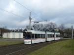 Neujahrsfahrt in Braunschweig. Die erste Straßenbahn verlässt die Lincolnsiedlung und bringt die Fahrgäste zurück zum Hauptbahnhof, die zweite folgt eine halbe Stunde später. 1.4.2014