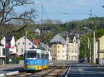 Die modernisierte Tatrabahn 521 am 7.5. in der Annaberger Straße in Chemnitz. Von diesen Fahrzeugen sind noch 11 im Einsatz.