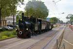 HEAG mobilo Darmstadt Dampfstraßenbahn Feuriger Elias am 17.09.23 in der Innenstadt