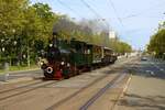 HEAG mobilo Darmstadt Dampfstraßenbahn Feuriger Elias am 17.09.23 in der Innenstadt