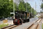 Dampftram Darmstadt am 24.05.2009  --  Soeben fhrt der Dampfzug aus der Station Frankenstein Richtung Alsbach aus.