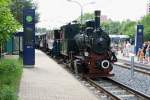 Dampftram Darmstadt am 24.05.2009  --  Nach der Ankunft des  Feurigen Elias  in der Station Frankenstein in Eberstadt wird der Zug in das Straenbahn-Depot zurckgeschoben.