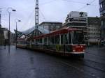 DSW21 ,Doppel-Bahn ,Linie 403 nach Brackel ,am frhen Morgen an der Haltestelle Reinoldikirche.(03.04.2008)  